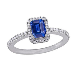 Bague Anniversaire Halo Emeraude Saphir 3 Carats & Diamant Accentué