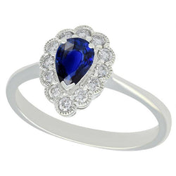 Bague Anniversaire Halo Style Antique Saphir Bleu Pierre Gemme 3.50 Carats