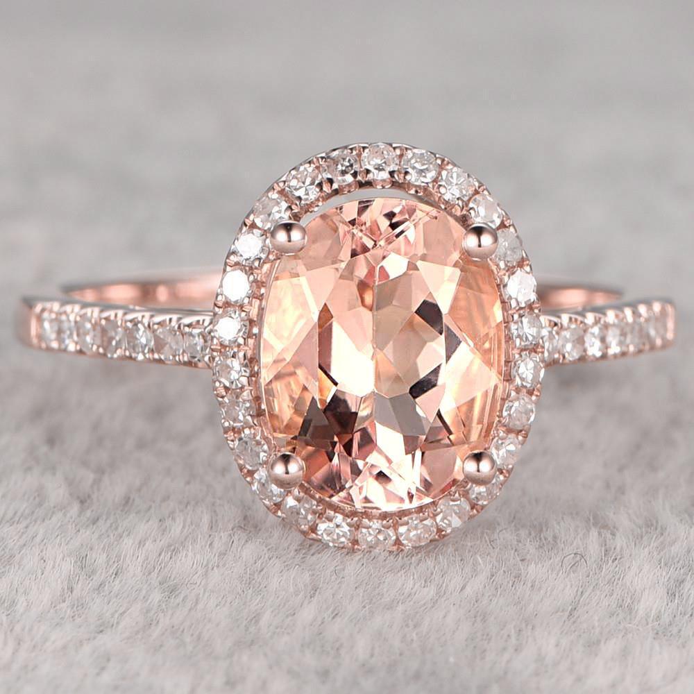 Bague Anniversaire Morganite 17.15 Ct Et Diamants Or Rose 14K - HarryChadEnt.FR