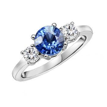 Bague Anniversaire Or Diamant Rond & Saphir Bleu Ceylan 1.75 Carats - HarryChadEnt.FR