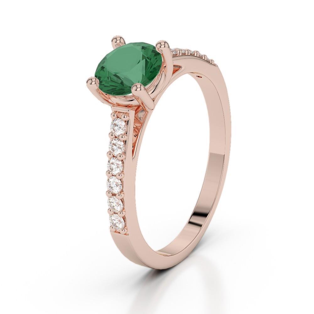 Bague Anniversaire Or Rose 14K Vert Emeraude 2.50 Carats Diamants Nouveau - HarryChadEnt.FR