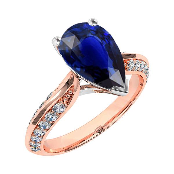 Bague Anniversaire Poire Srilankan Saphir Avec Accents 5.50 Carats - HarryChadEnt.FR