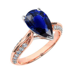 Bague Anniversaire Poire Srilankan Saphir Avec Accents 5.50 Carats