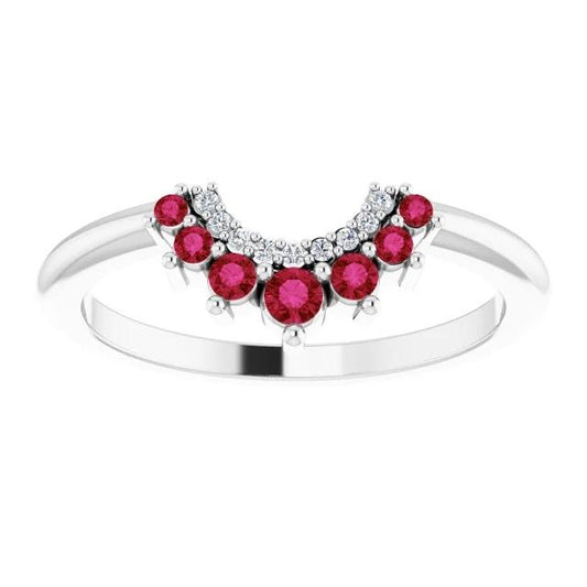 Bague Anniversaire Rubis Rouge et Diamant 3.30 Carats Or Blanc 14K - HarryChadEnt.FR