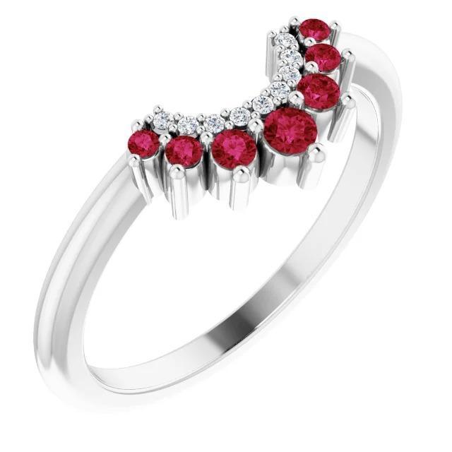 Bague Anniversaire Rubis Rouge et Diamant 3.30 Carats Or Blanc 14K - HarryChadEnt.FR