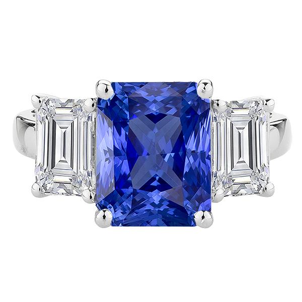 Bague Anniversaire Saphir 5 Carats 3 Pierres Emeraude Diamants Bijoux - HarryChadEnt.FR