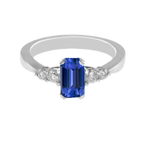Bague Anniversaire Saphir Bleu Diamant Rond Tige Conique 1.75 Carats - HarryChadEnt.FR