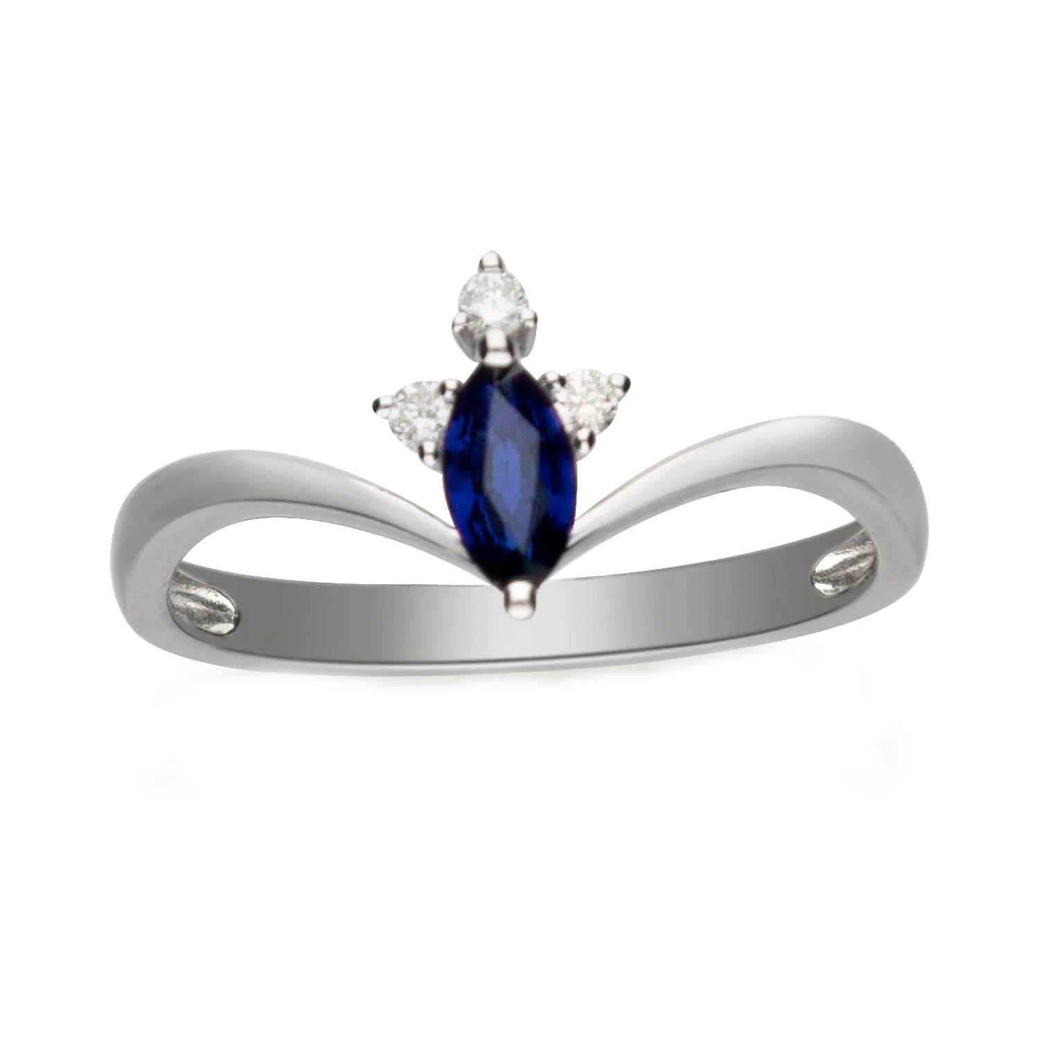 Bague Anniversaire Saphir Bleu Marquise & Diamants Ronds 1.50 Carats - HarryChadEnt.FR