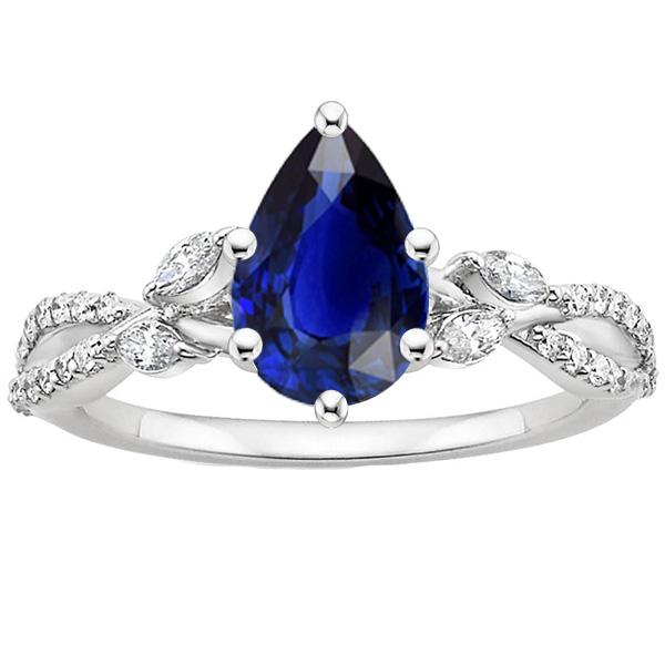 Bague Anniversaire Saphir Bleu Marquise & Diamants Ronds 5.50 Carats - HarryChadEnt.FR