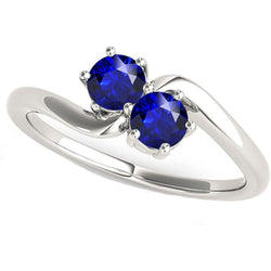 Bague Anniversaire Toi et Moi Ronde Saphir de Ceylan 4 Carats Sertie de Griffes