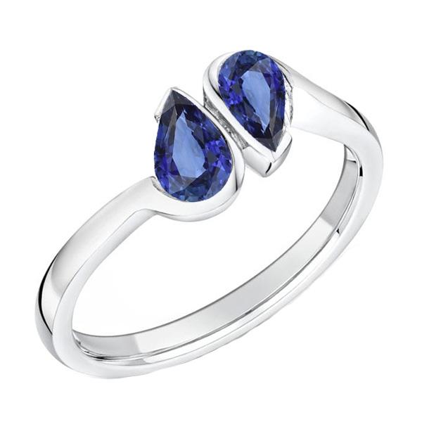 Bague Anniversaire Toi et Moi Saphir Bleu 2 Bijoux Pierre 2 Carats - HarryChadEnt.FR