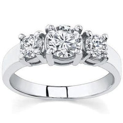 Bague Anniversaire Trois Pierres Diamant Rond 2 Carats Or Blanc 14K