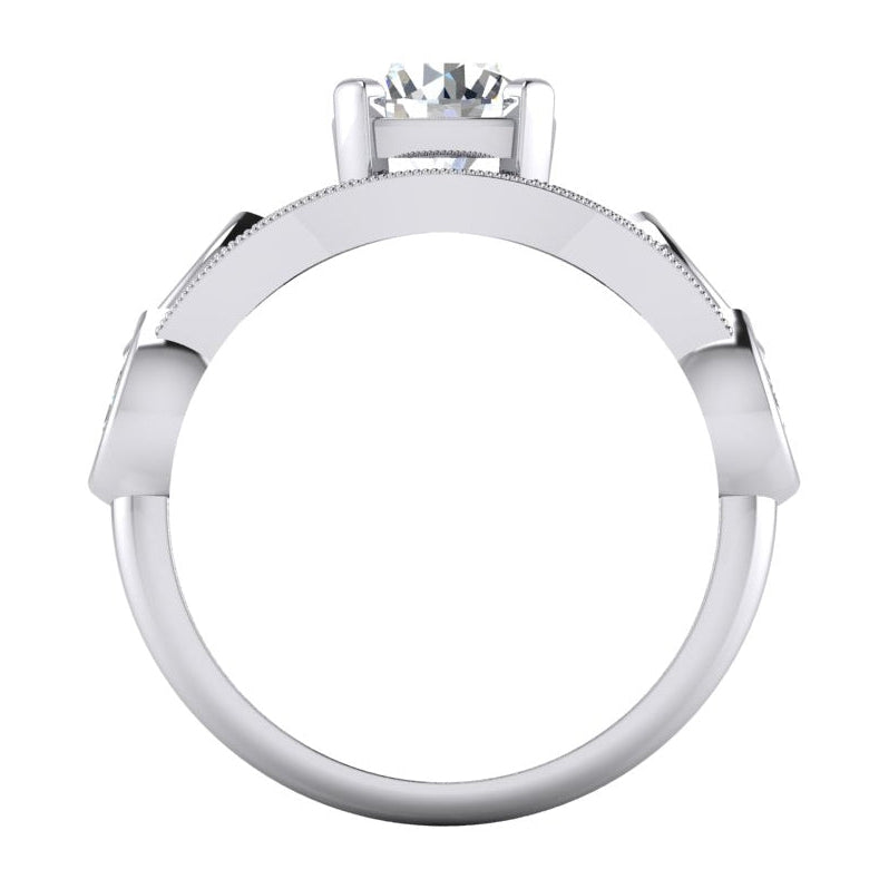 Bague Avec Tige Fendue à 1,60 carats De Diamants Ronds Vieux Mineur Bijoux Pour Femme à 14K D'Or Blanc