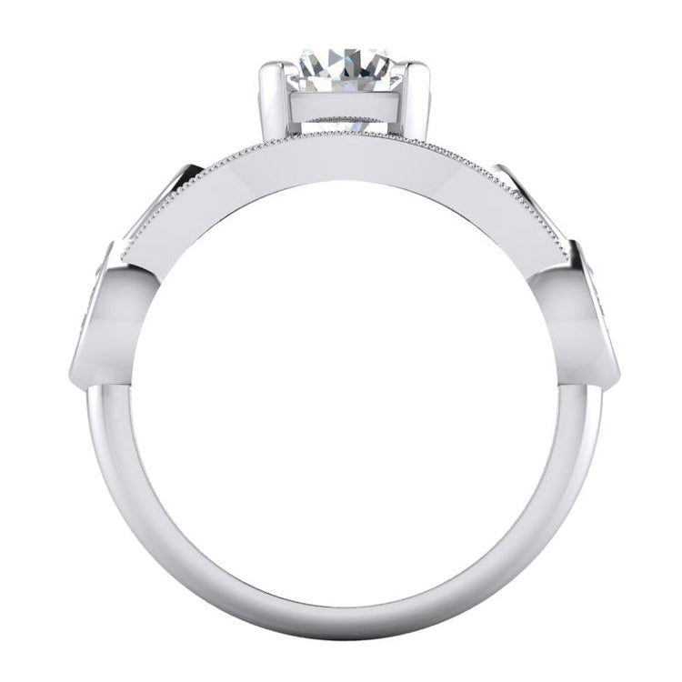 Bague Avec Tige Fendue à 1,60 carats De Diamants Ronds Vieux Mineur Bijoux Pour Femme à 14K D'Or Blanc