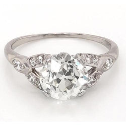 Bague Avec Tige Fendue à 1,60 carats De Diamants Ronds Vieux Mineur Bijoux Pour Femme à 14K D'Or Blanc