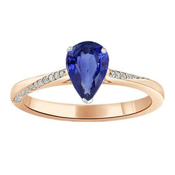 Bague Bijoux Diamant Forme Poire Saphir Ceylan 2.50 Carats