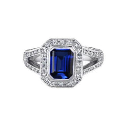 Bague Ceylan Bleu Saphir Diamants 5.36 Carat Pierres Précieuses Naturelles Nouveau