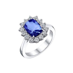 Bague Ceylan Saphir 4.25 Carat Diamants Or Blanc 14K