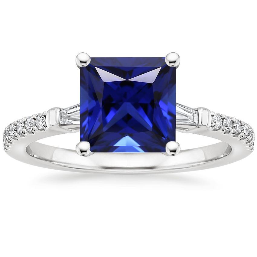 Bague Ceylan Saphir Accents de Diamants Solitaire Taille Princesse 5.50 Carat - HarryChadEnt.FR