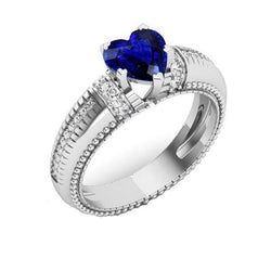 Bague Ceylan Saphir & Diamant Taille Coeur Tige Milgrain 2 Carats