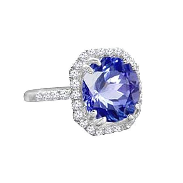 Bague Ceylan Saphir Diamants 8 Carats Or Blanc 14K - HarryChadEnt.FR