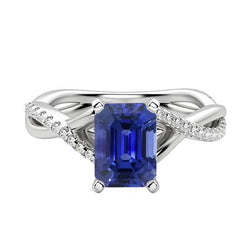 Bague Ceylan Saphir Gemme Emeraude Style Twisted 3.50 Carats
