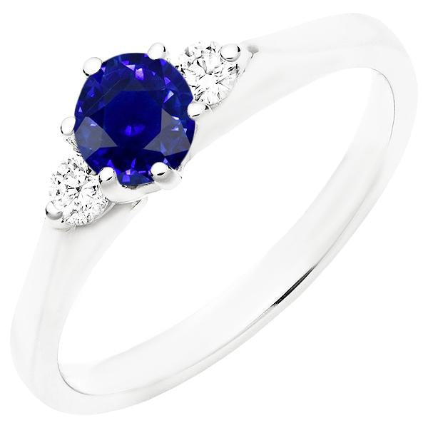 Bague Ceylan Saphir Gemme Femme 3 Pierres Diamants Ronds 2.50 Carats - HarryChadEnt.FR