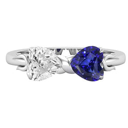 Bague Cœur Diamant & Saphir Bleu Bague Torsadée Or 3 Carats