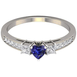 Bague Coeur Diamant Saphir Bleu & Diamants Princesse 2 Carats