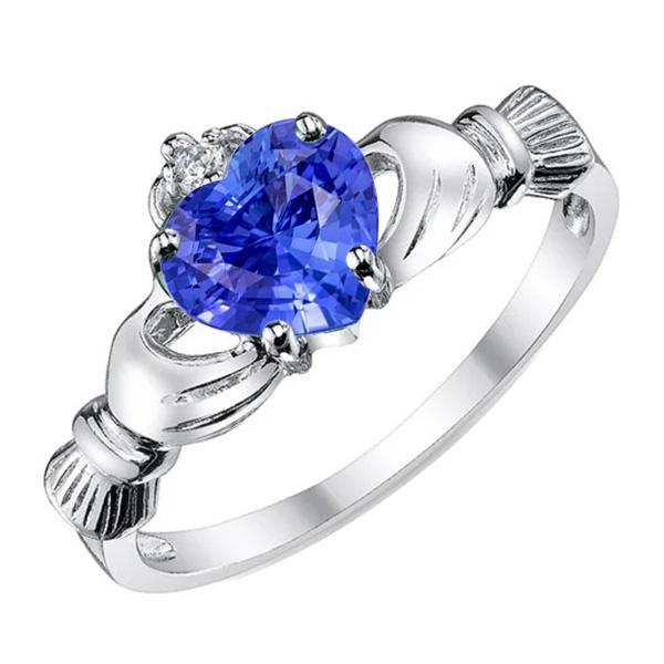 Bague Coeur Pierres Précieuses Saphir Bleu 2.75 Carats Diamant Style Reine - HarryChadEnt.FR