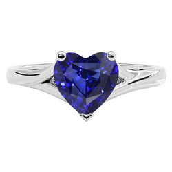 Bague Coeur Solitaire Or Saphir Split Tige 2.50 Carats