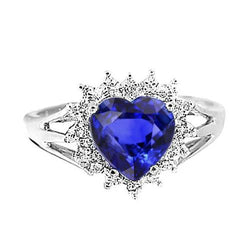 Bague Coeur Sri Lanka Saphir Bleu Et Diamants 7.61 Ct