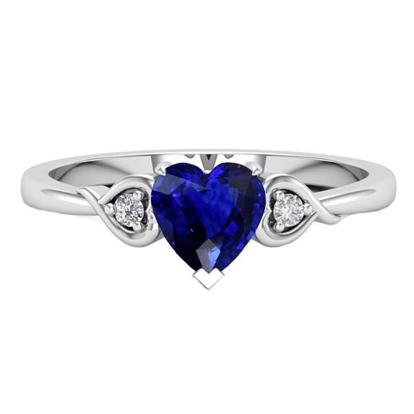 Bague Coeur Trois Pierres Diamant & Saphir Bleu Foncé 1.75 Carats - HarryChadEnt.FR