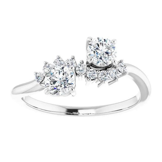 Bague de Fiançailles Diamant Rond 1.50 Carats Or Blanc 14K Bijoux - HarryChadEnt.FR