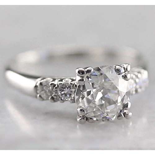 Bague de fiançailles diamant coussin Vieux mineur 2 carats or blanc 14K - HarryChadEnt.FR