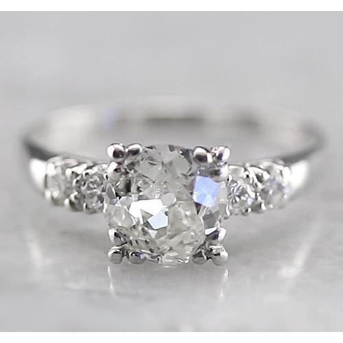 Bague de fiançailles diamant coussin Vieux mineur 2 carats or blanc 14K - HarryChadEnt.FR