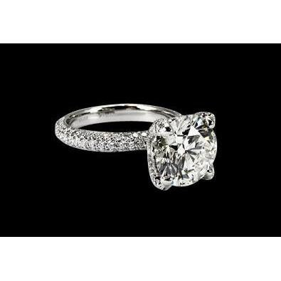 Bague de fiançailles pavé de diamants 3.75 carats pour femmes Bijoux en or blanc 14K - HarryChadEnt.FR