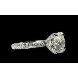 Bague De Fiançaille à 3,75 carats De Diamants Pavés Bijoux Pour Femme à 14K D'Or Blanc