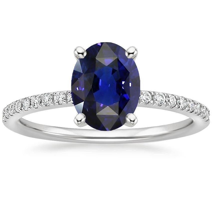 Bague De Fiançailles Diamant Avec Accents Saphir Bleu Ovale 3 Carats - HarryChadEnt.FR