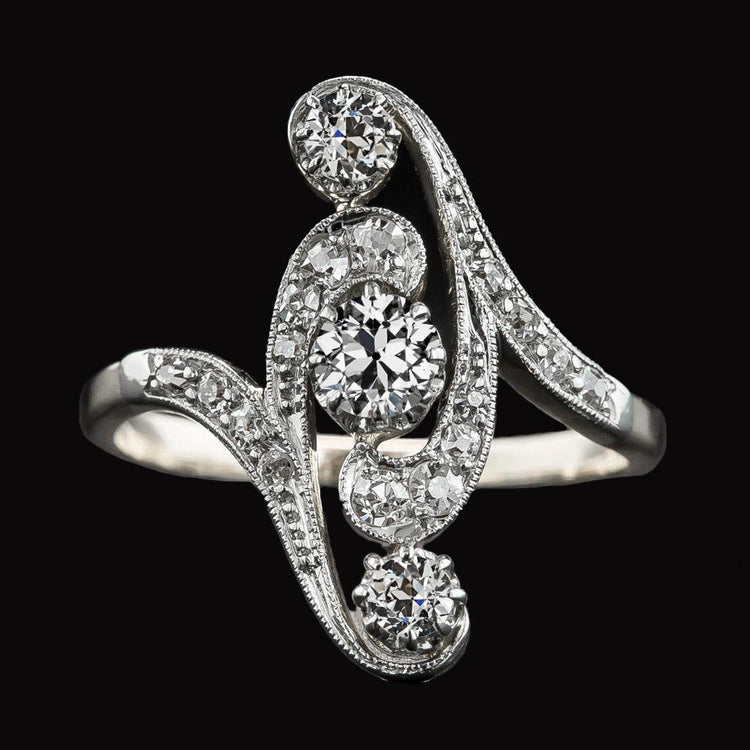 Bague de mariage de style antique avec diamants ronds taille ancienne mine 2.75 carats - HarryChadEnt.FR
