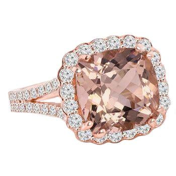 Bague De Mariage Morganite Et Diamants 15.75 Ct Or Rose 14K - HarryChadEnt.FR