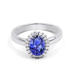 Bague De Mariage Tanzanite Et Diamants 3.70 Carats Sertie De Griffes Or 14K