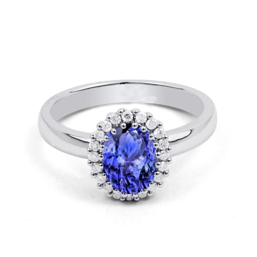 Bague De Mariage Tanzanite Et Diamants 3.70 Carats Sertie De Griffes Or 14K - HarryChadEnt.FR