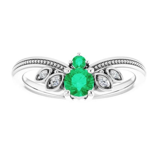 Bague Diamant 1 Carat Columbian Vert Émeraude Style Antique Bijoux - HarryChadEnt.FR