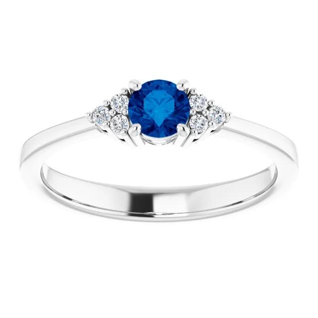 Bague Diamant 1 Carat Sertissage Griffe Saphir Bleu Femme Bijoux - HarryChadEnt.FR
