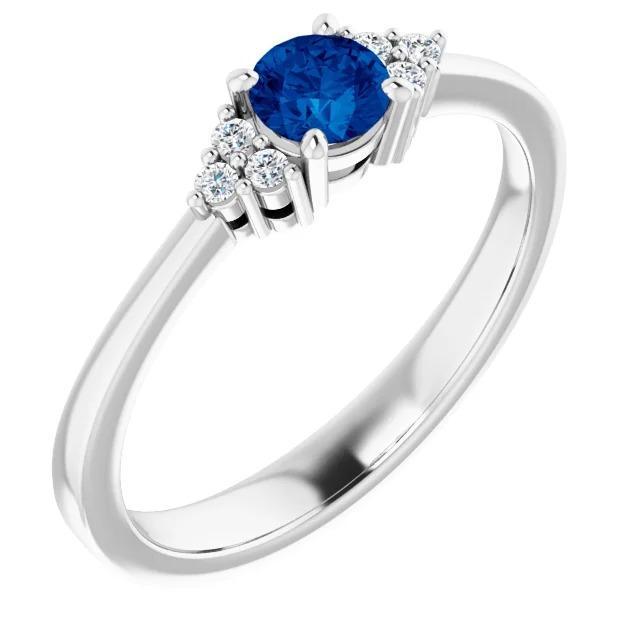 Bague Diamant 1 Carat Sertissage Griffe Saphir Bleu Femme Bijoux - HarryChadEnt.FR
