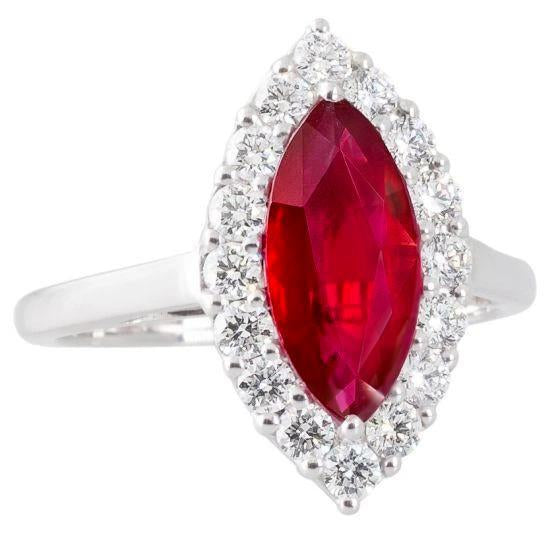 Bague Diamant 10.50 Carats Avec Rubis Rouge Or Blanc 14K - HarryChadEnt.FR