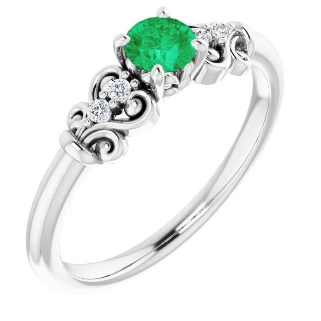 Bague Diamant 1.10 Carats Vert Emeraude Bijoux Style Vintage - HarryChadEnt.FR