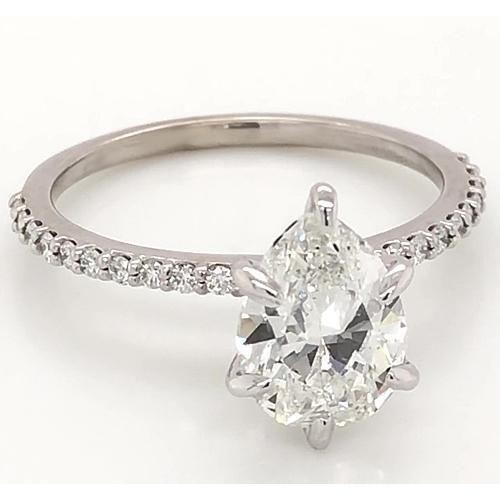 Bague Diamant 2 Carats Femme Or Blanc 14K Solitaire Avec Accent