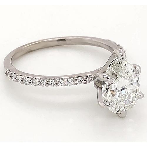 Bague Diamant 2 Carats Femme Or Blanc 14K Solitaire Avec Accent